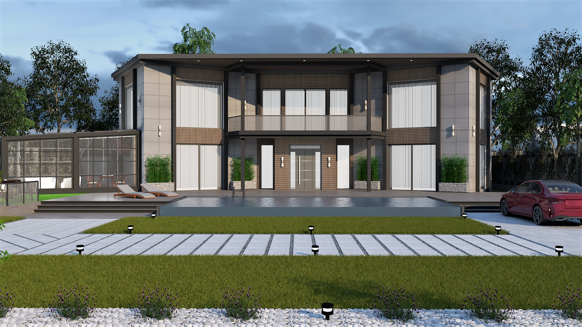 the  villa overlooks dramatic mountainous scenery